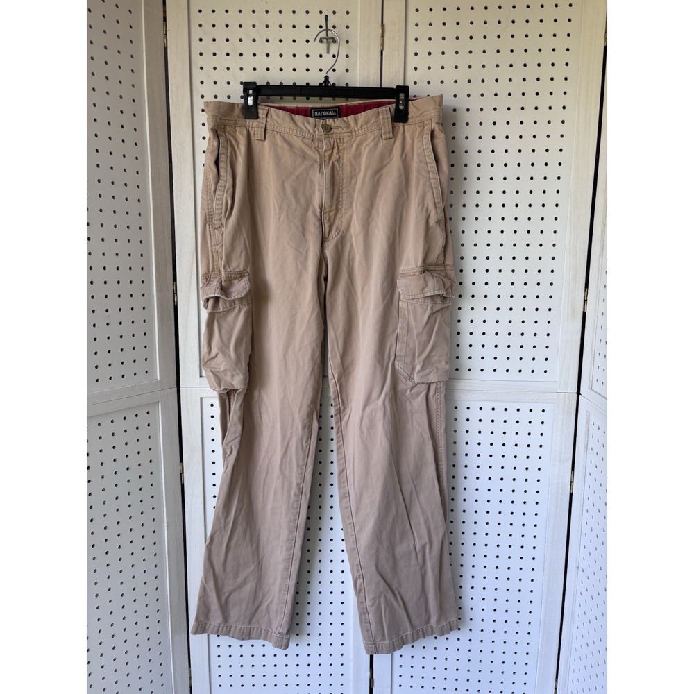 National Outfitters Men's 36 x 32 Beige Cargo Pants Khaki Chino 100% Cotton